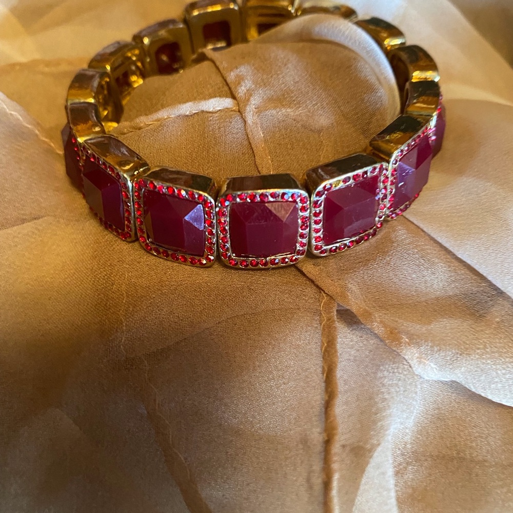 Ruby Pink and Gold Bracelet